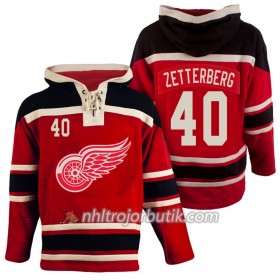 Män Ishockey Detroit Red Wings Henrik Zetterberg 40 Röd Sawyer Hooded Sweatshirt
